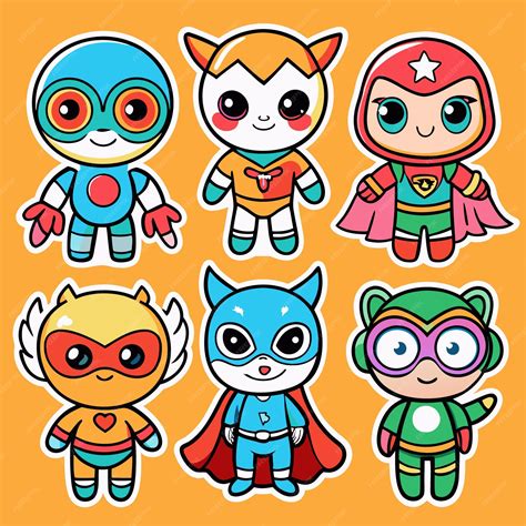 cute cartoon superheroes   superpowers  colors
