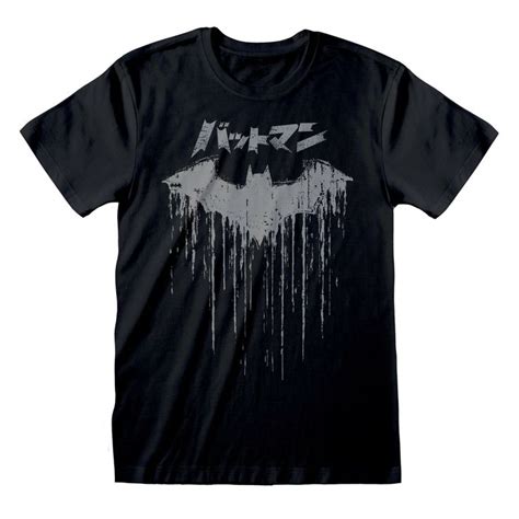 Official Batman Distressed Japanese Logo T Shirt Unisex Black Tee Top