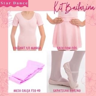 Kit De Ballet Collant Meia Manga saia Cós meia sapatilha Body