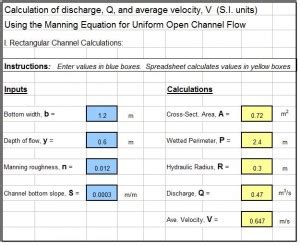 Screenshot_Manning Equation_Rect_S.I. - Low Cost Easy to Use ...