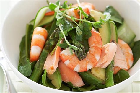 Asparagus Salmon Prawn And Spinach Salad Recipe Au