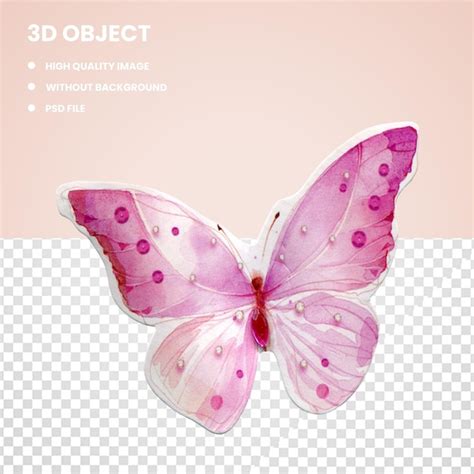 Premium PSD | 3D Pink Butterfly painted