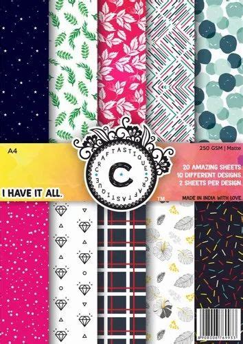 Craftastique Scrapbook Paper Pack A4 250 GSM Matte Multicolor 20