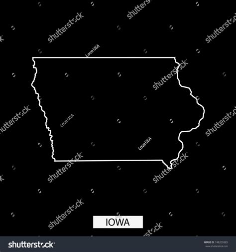 Iowa State Usa Map Vector Outline Stock Vector Royalty Free 748209385