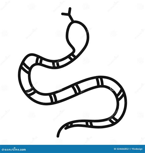 Striped Snake Slithering Drawing Simple Line Art Illustration