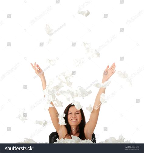 Woman Winning Sickness Throwing Tissues Big Stock Photo 59091679
