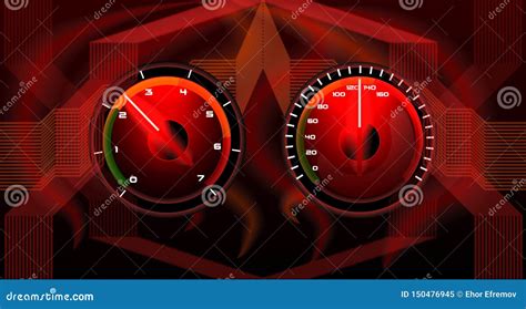 Colorful Red Speedometer Auto Not Tech Background Stock Vector