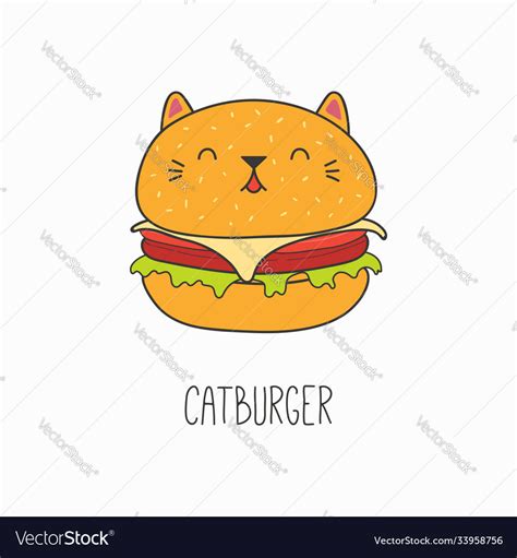 Cute Cat Burger Royalty Free Vector Image Vectorstock