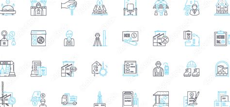 housing linear icons set home shelter residence dwelling
