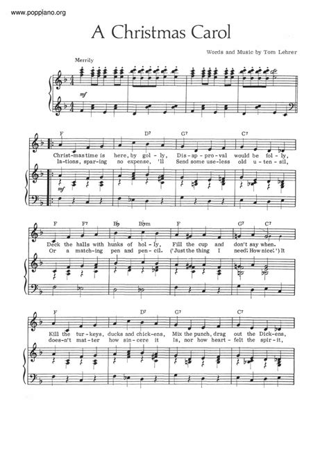 Tom Lehrer A Christmas Carol Sheet Music Pdf Free Score Download ★