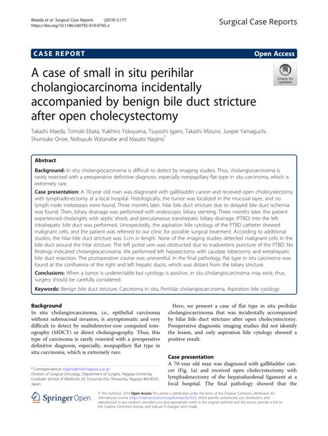 Pdf A Case Of Small In Situ Perihilar Cholangiocarcinoma Incidentally