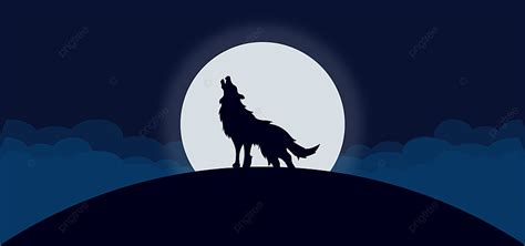 Wolf Silhouette On Full Moon Background, Symbol, Decoration, Image ...