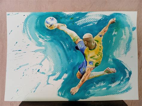 Gola O De Richarlison Na Copa Vira Pintura Em Aquarela De Artista