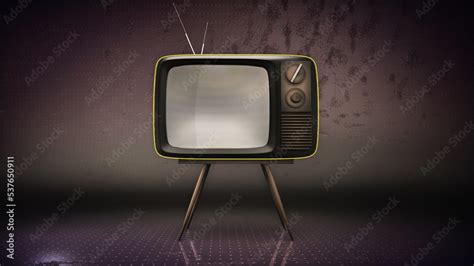 Vintage TV set in a dark retro aesthetic background. A 3D graphics ...