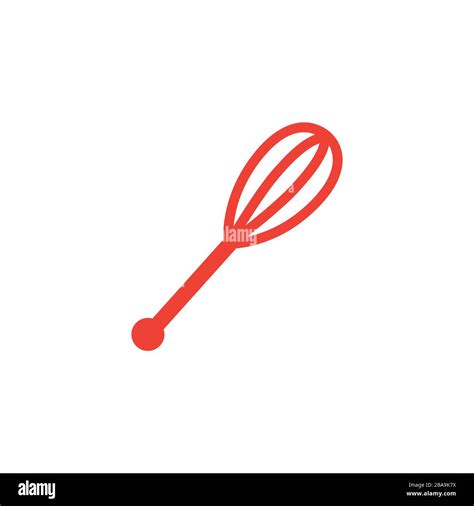 Whisk Red Icon On White Background Red Flat Style Vector Illustration