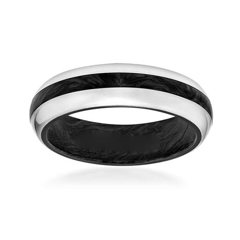 Mens 6mm Titanium Wedding Band With Black Carbon Fiber Inlay Ross Simons