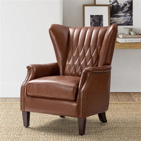 Lark Manor Ameliah Genuine Leather Wingback Club Chair For Office