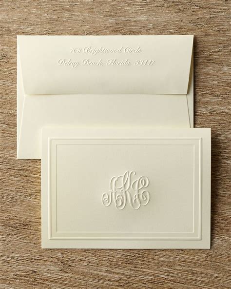 Monogrammed Embossed Folded Notes Monogrammed Note Cards Cards How