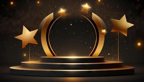 Award Ceremony Background With Podium And D Gold Star Element