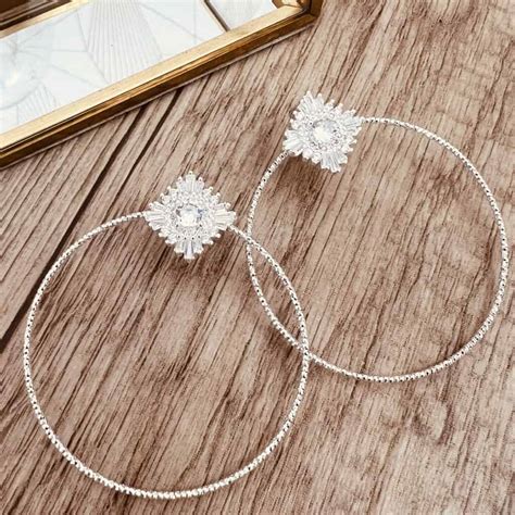 Boucles doreilles GABY MAXI Blanc Plaqué Argent Gwapita