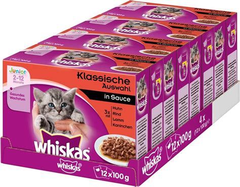 Whiskas Katzenfutter Junior Klassische Auswahl In Sauce