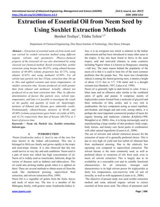 Extraction of Essential Oil from Neem Seed by Using Soxhlet Extraction ...