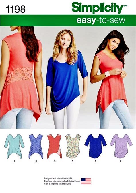 Sewing Pattern Pullover Tops Pattern Stretch Knit Tops Etsy Women Top Sewing Pattern Tunic