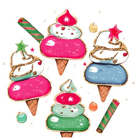 Colorful Christmas Pop Art Ice Cream Cones Creative Fabrica