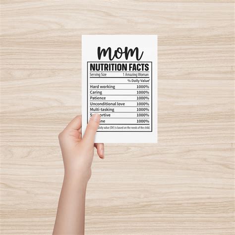 Mom Nutrition Facts Svg Png Eps Design Files Mothers Day Etsy