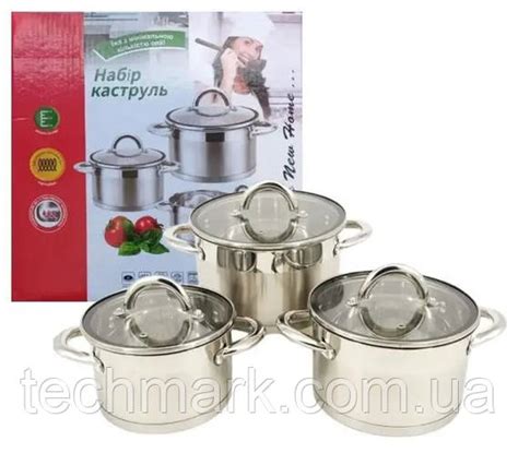 Набор кастрюль super kitchen 6 предметов. Многошаговое дно подходит ко ...