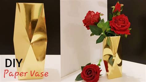 How To Make A Paper Flower Vase Diy Simple Paper Craft 5 Minute