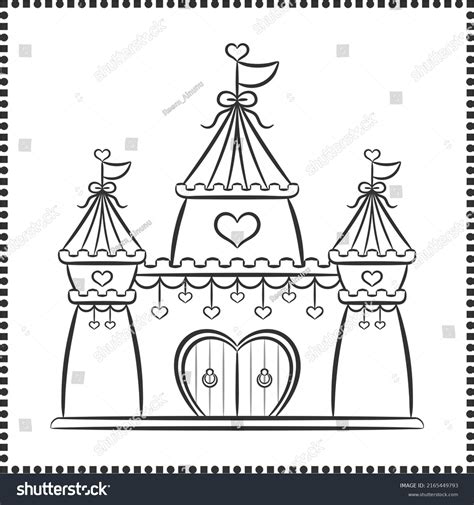 Printable Cute Drawing Castle Sketch Coloring Stock Vector (Royalty ...