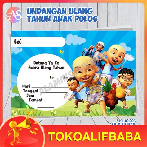 Jual Undangan Ulang Tahun Gambar Kartun Ipin Upin Ready Stock Shopee