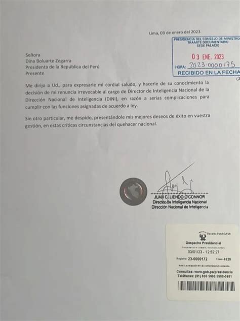 Juan Carlos Liendo Present Su Renuncia Irrevocable Como Jefe De La