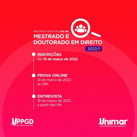 Mestrado E Doutorado Em Direito Da Unimar Abrem Inscri Es Para