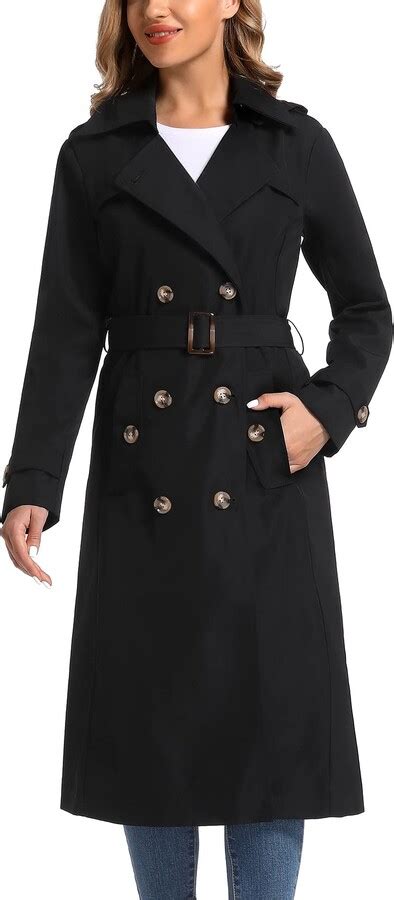 Poonyfesh Women S Waterproof Long Trench Coat Double Breasted Slim Full Length Classic Lapel