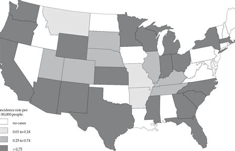 Distribution Of Tularemia Human Cases In The United States 1991 191