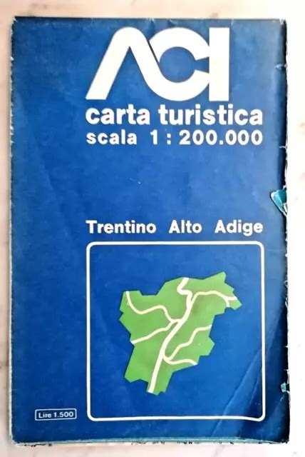 Vintage Mappa Pianta Carta Stradale Turistica A C I Trentino Alto