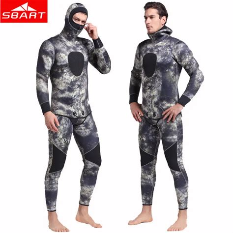 Sbart Camouflage 3mm Thick Men Neoprene Wetsuits Underwater Warm Hooded