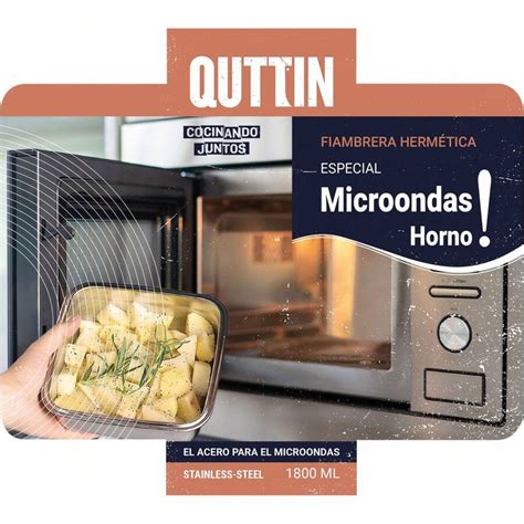 Quttin Fiambrera Acero 1 8L Microondas Horno Diseño Práctico y Moderno