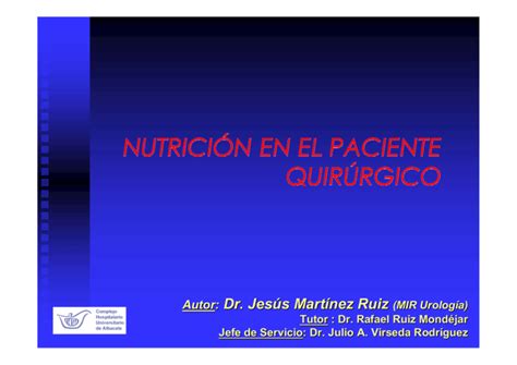 Nutrición en el paciente quirúrgico