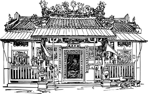 Chinese temple drawing stock illustration. Illustration of artistic ...