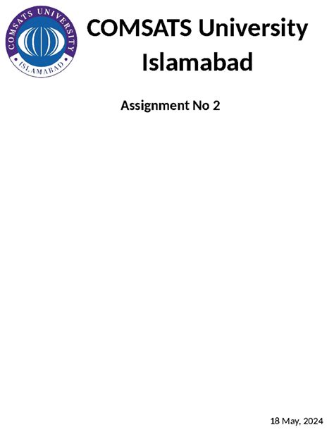 ICT Assignment 2 COMSATS University Islamabad Assignment No 2 18 May