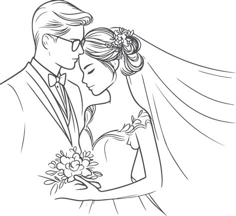 Continuous One Line Drawing Of A Wedding Couple Illustration 47394146