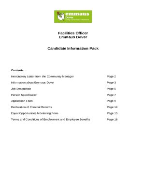 Facilities Officer Emmaus Dover Candidate Ination Pack Emmaus Org Doc