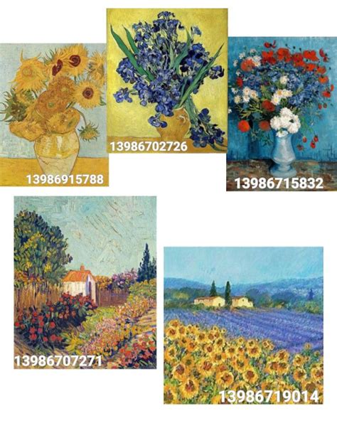 Vicent Van Gogh Arts I Created Them Bloxburg Decals Codes