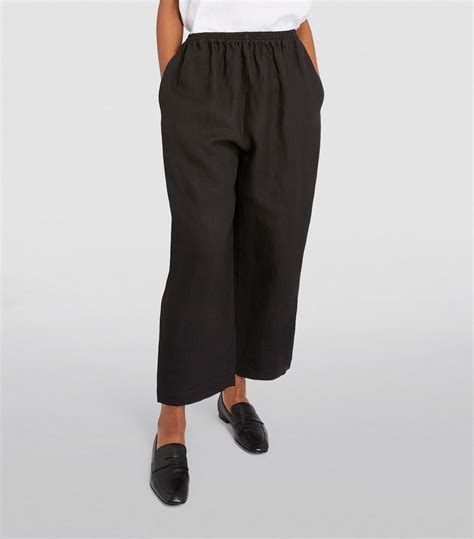 Womens Eskandar Black Linen Japanese Trousers Harrods Uk