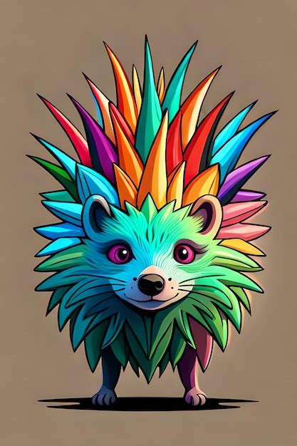 Premium Ai Image A Colorful Illustration Of A Hedgehog With A Rainbow