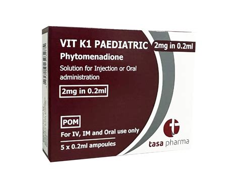 Vit K1 Phytomenadione 2mg In 02ml — Tasa Pharma