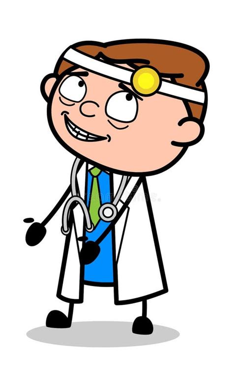 Gedacht Berufskarikatur Doktor Vector Illustration Stock Abbildung